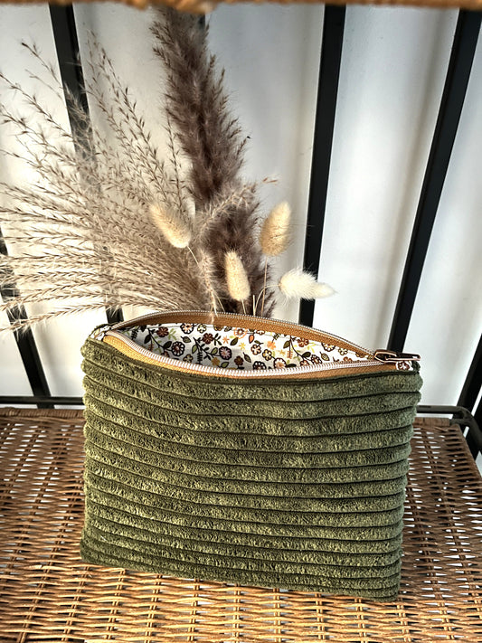 POCHETTE VELOURS LARGE Kaki